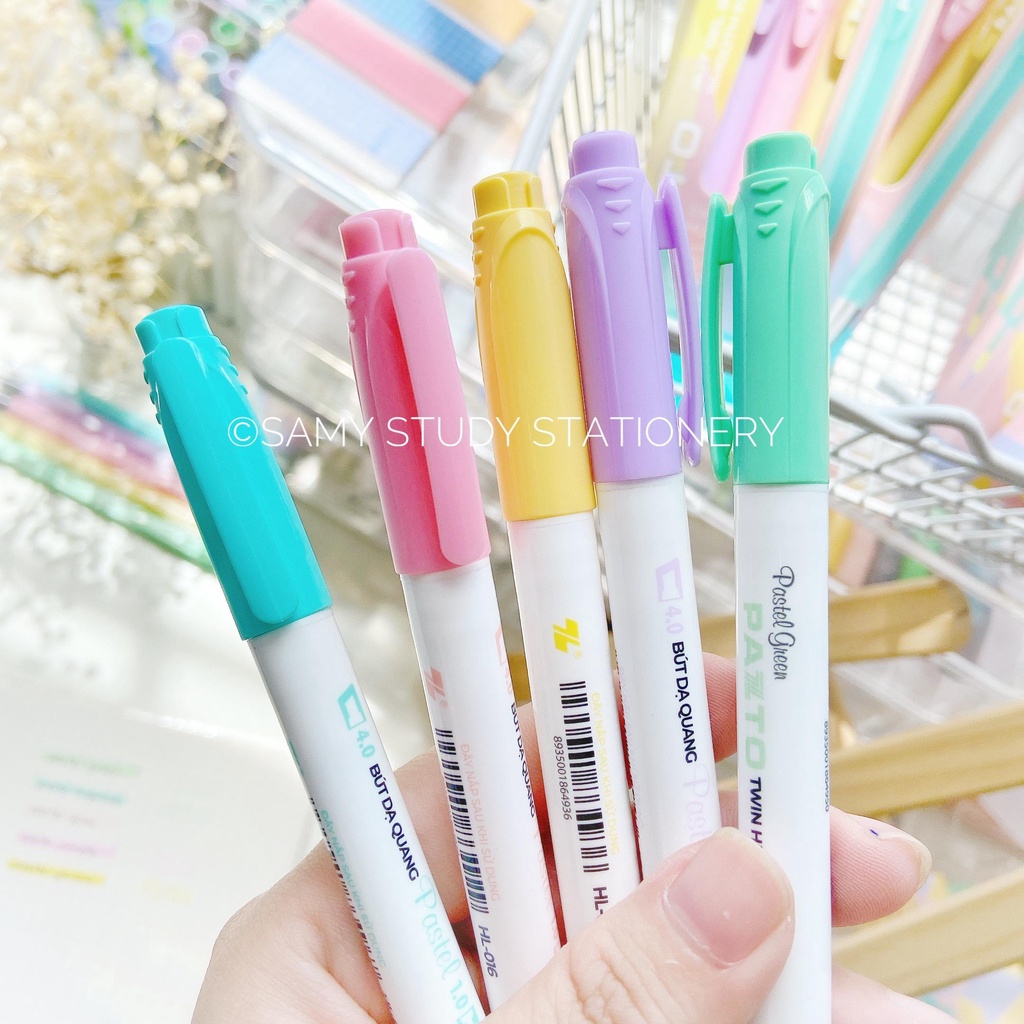 SET 5 BÚT HIGHLIGHT DẠ QUANG HAI ĐẦU PAZTO PASTEL THIÊN LONG
