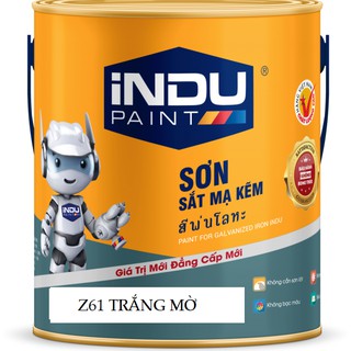 Sơn sắt mạ kẽm INDU lon 800ml Z61 màu trắng mờ