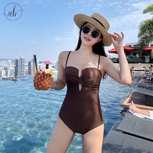 Đồ bơi nữ, bikini 1 mảnh liền thân màu nâu  sang trọng, cuốn hút, cúp ngực cho vòng 1 quyến rũ, đẹp, nữ tính