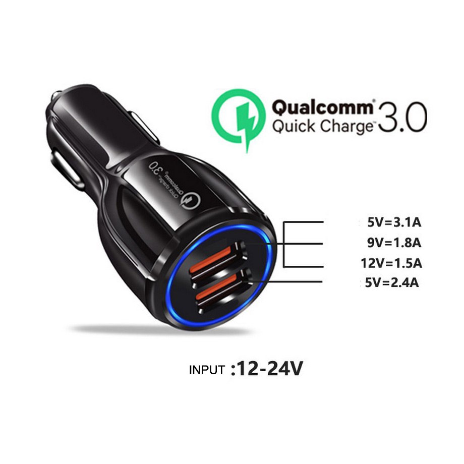 Tẩu Sạc Nhanh Xe Hơi 12V Xe Tải 24V 2 cổng USB 3.1A/15W Cốc Sạc Nhanh QC3.0 Quick Chagre 3.0 Xe Hơi BKS-2U | BigBuy360 - bigbuy360.vn