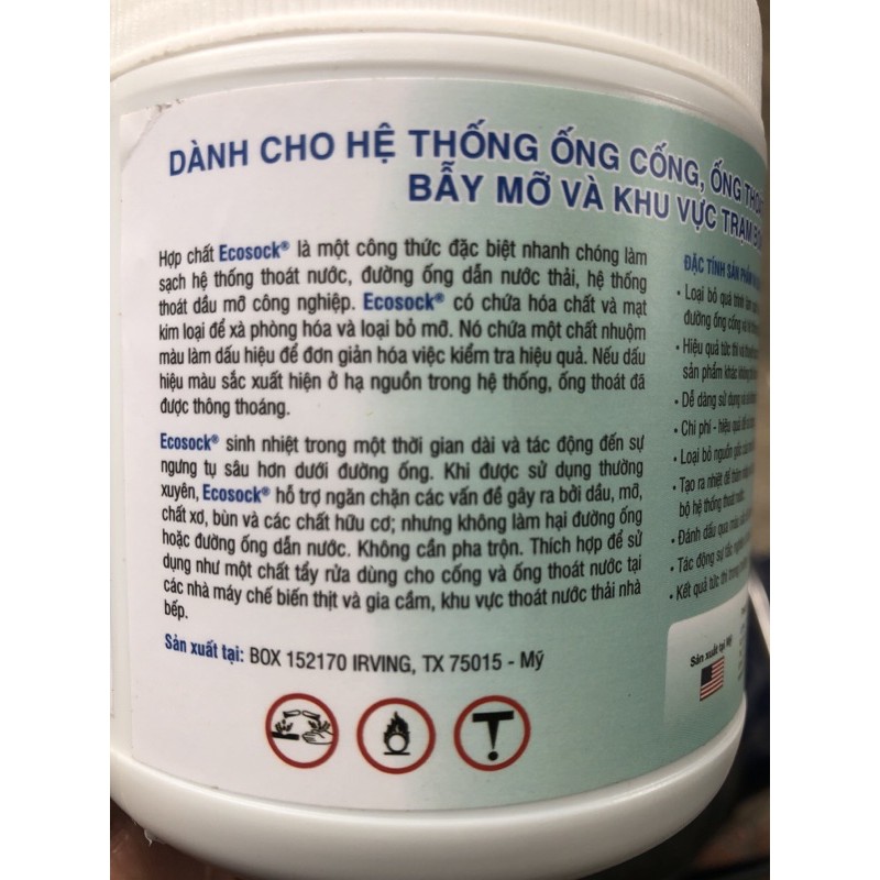Chế phẩm thông tắc tức thời đường ống & cống rãnh - Ecosock
