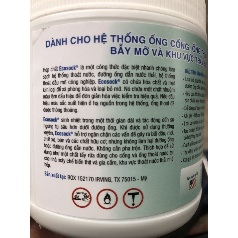 [CHÍNH HÃNG] Chế phẩm thông tắc tức thời đường ống & cống rãnh - Ecosock (USA)