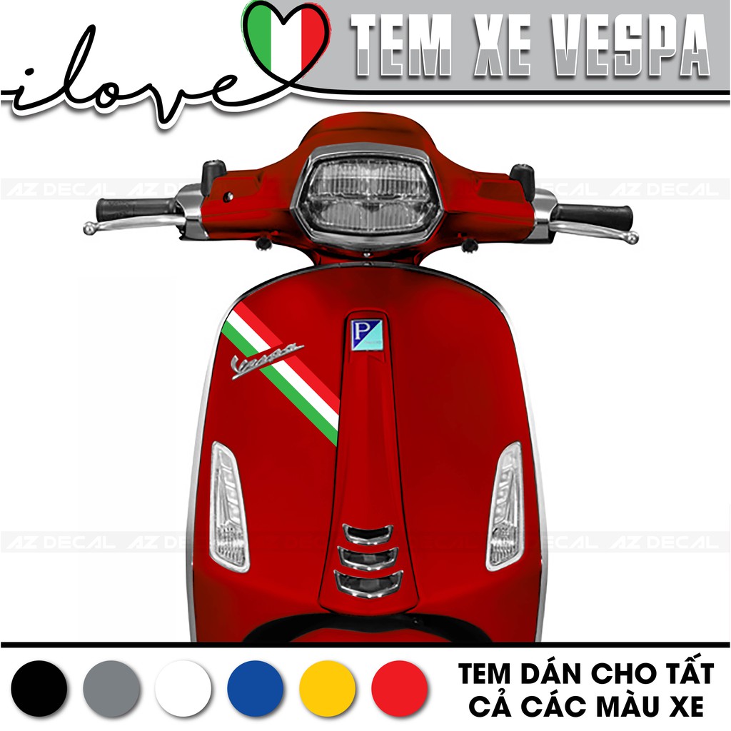 Tem Xe Vespa Italia | VP05 | Dán Cho Mọi Dòng Xe Vespa - Chất Liệu PVC 5 Lớp, Dán Tại Nhà