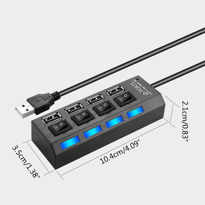 Bộ chia 4 cổng USB 2.0 kèm công tắc thiết kế tiện dụng cho máy tính