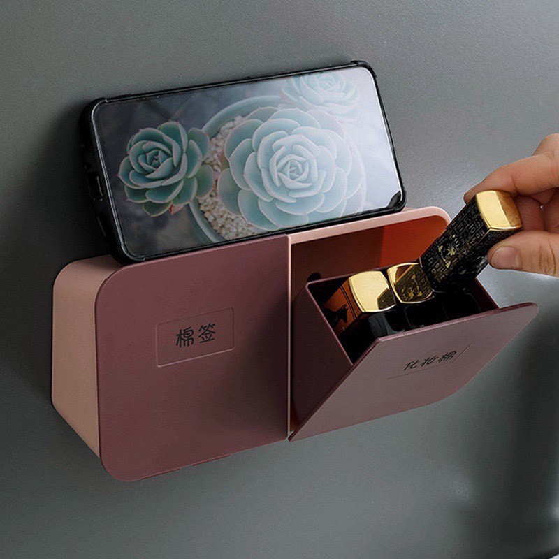 Hộp đựng tăm bông / bông tẩy trang gắn tường nhà tắm