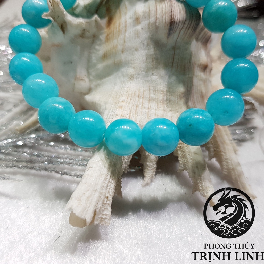 VÒNG TAY CHUỖI TRƠN AMAZONITE XANH NGÁT