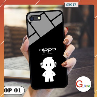 Ốp lưng Oppo A71-lưng kính in logo hãng điện thoại