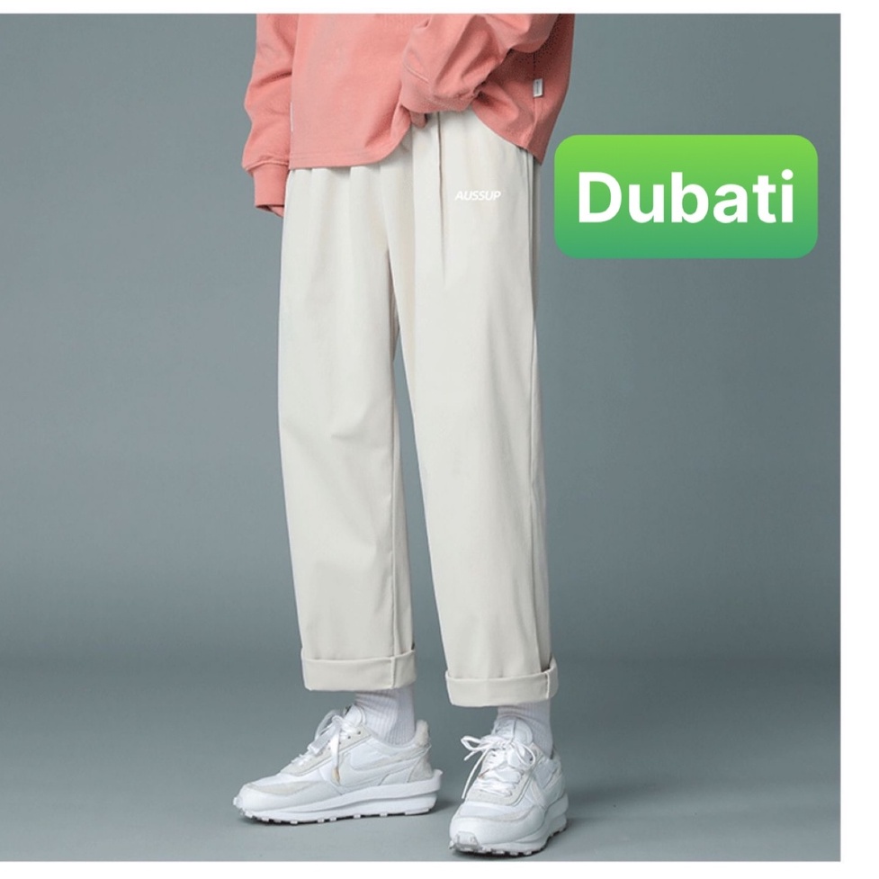 Quần baggy nam nữ Unisex ống rộng in chữ AUSSUP - Kiểu quần Kaki Nam Nữ Ống Suông Basic Unisex Vip pro - Dubati fashon