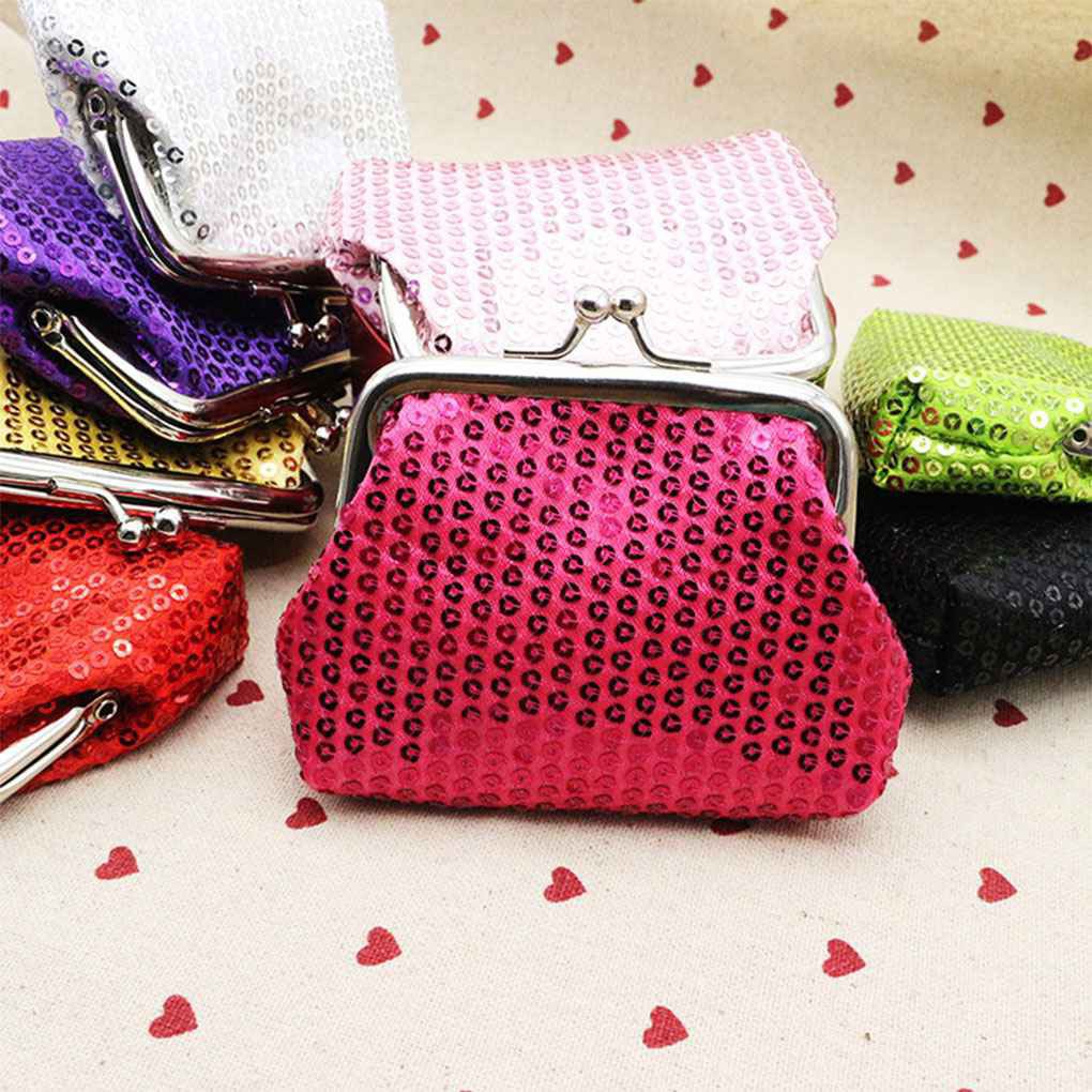 Womens Small Sequin Wallet Card Holder Coin Purse Clutch Handbag for Festival Gift