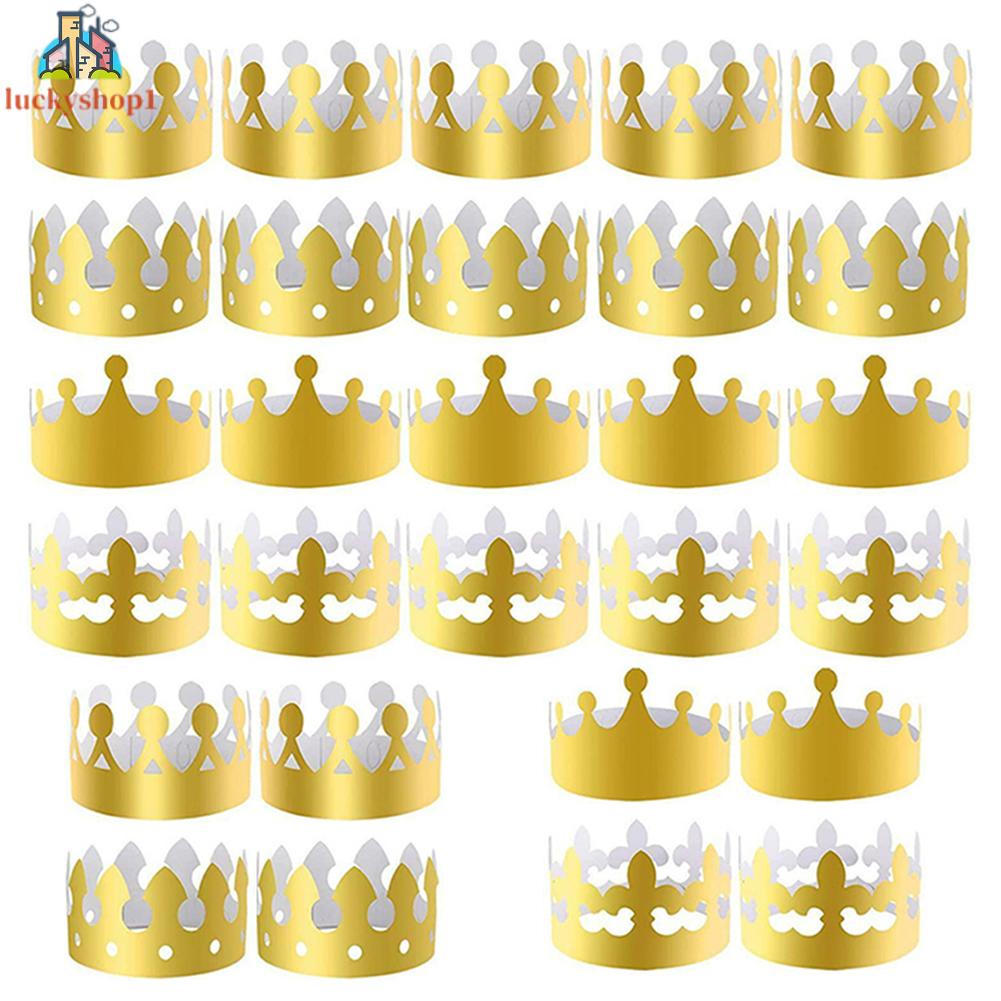 Set 28 Vương Miện Giấy Vàng Trang Trí Bữa Tiệc Cho Người Lớn Và Trẻ Em