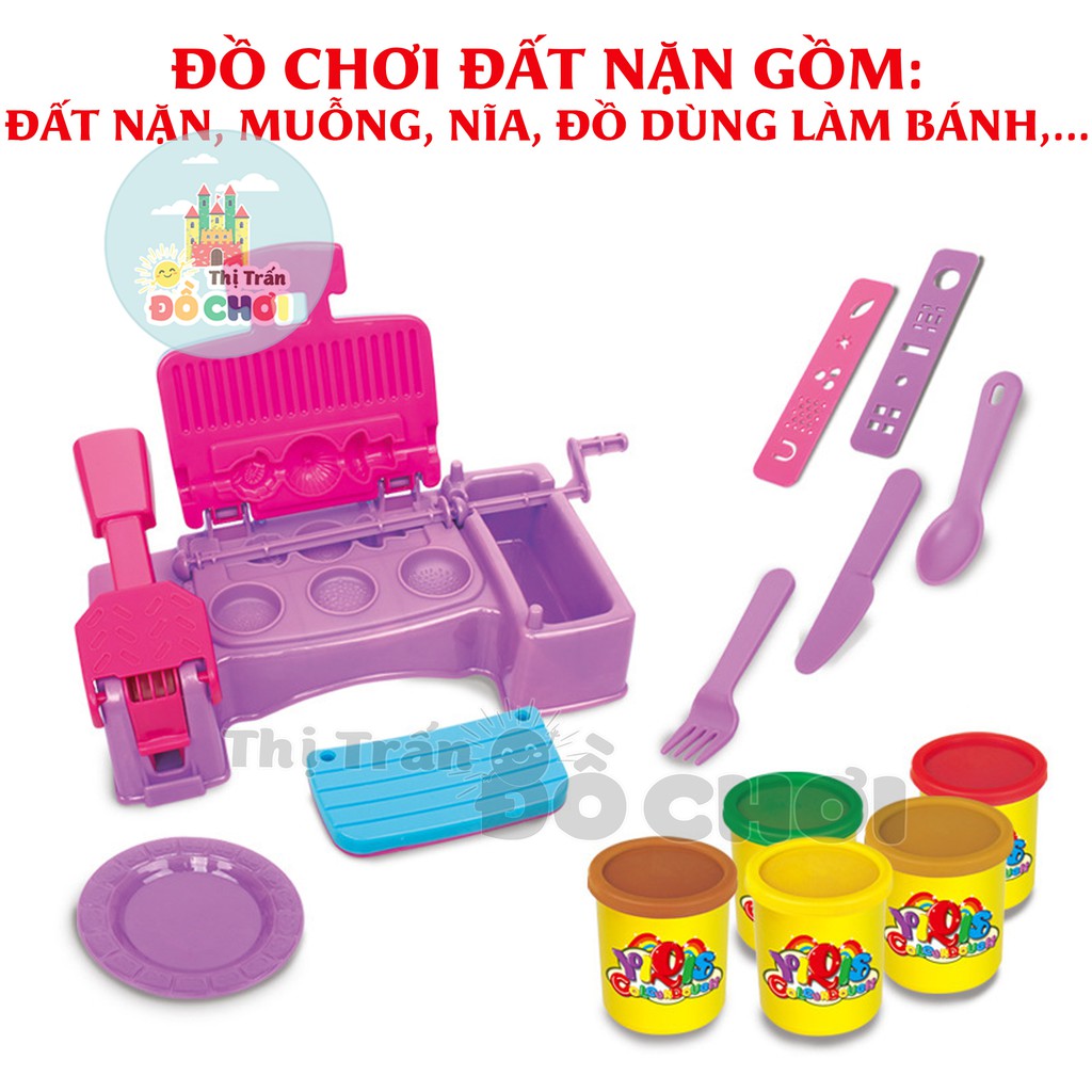 Bộ đồ chơi đất nặn an toàn cho bé có khuôn làm đồ nướng BBQ kèm theo 8818B - Thị trấn đồ chơi