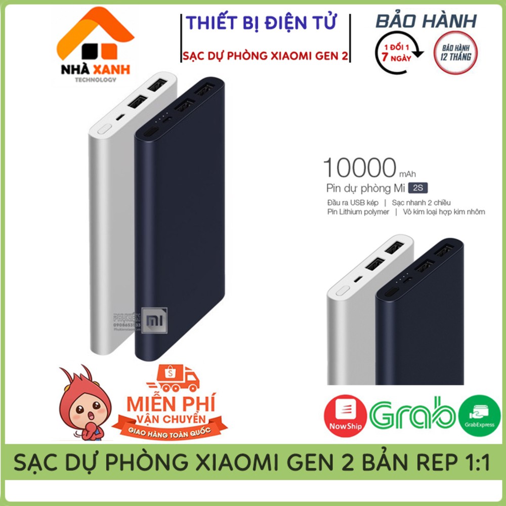 Sạc Dự Phòng Xiaomi Gen 2, 2 Cổng USb Chuẩn 10000mAh, Bảo Hành 12 Tháng Lỗi 1 Đổi 1 Do Nhà Sản Xuất