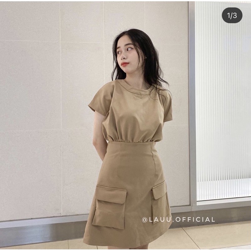 ĐẦM NUDE CỔ TRÒN TÚI HỘP
