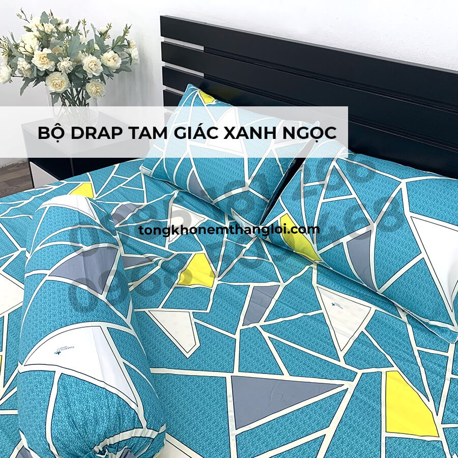 [Ảnh Thật] Tam Giác Xanh Ngọc - Bộ Drap Cotton 4 món Thắng Lợi Chính Hãng