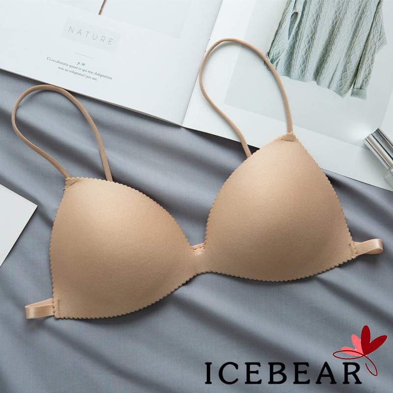 ICE-Women Solid Color Padded Bra Seamless Deep V-neck Sexy Underwear for Daily Wear