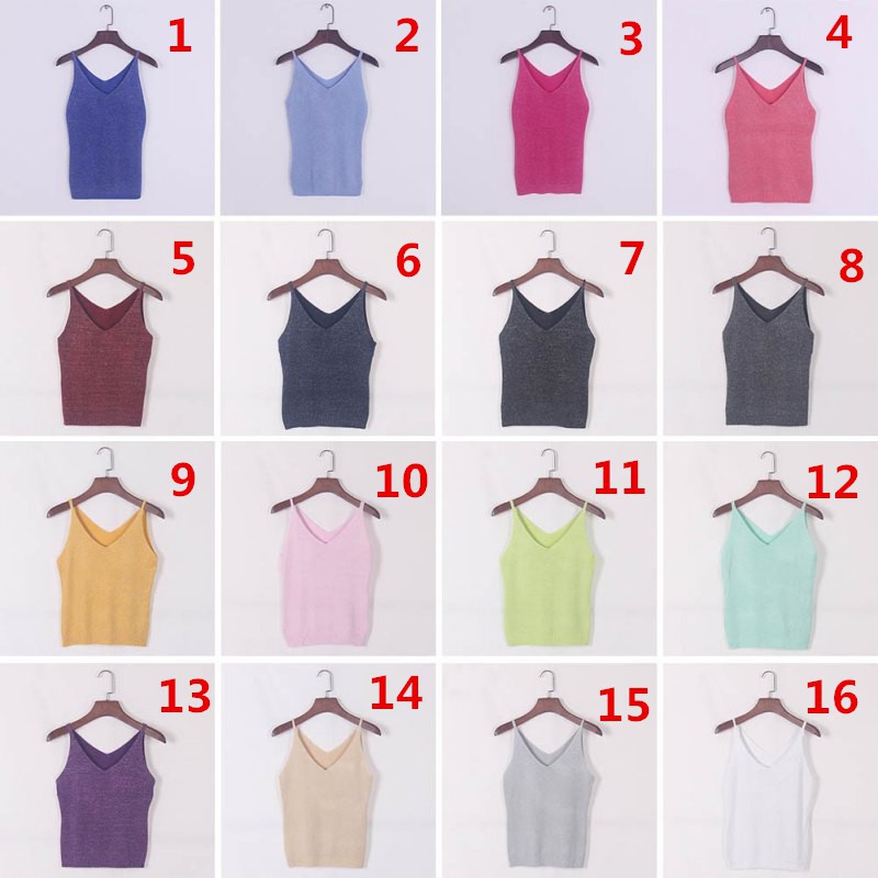 Áo 2 dây cổ V màu trơn kiểu dáng thời trang
