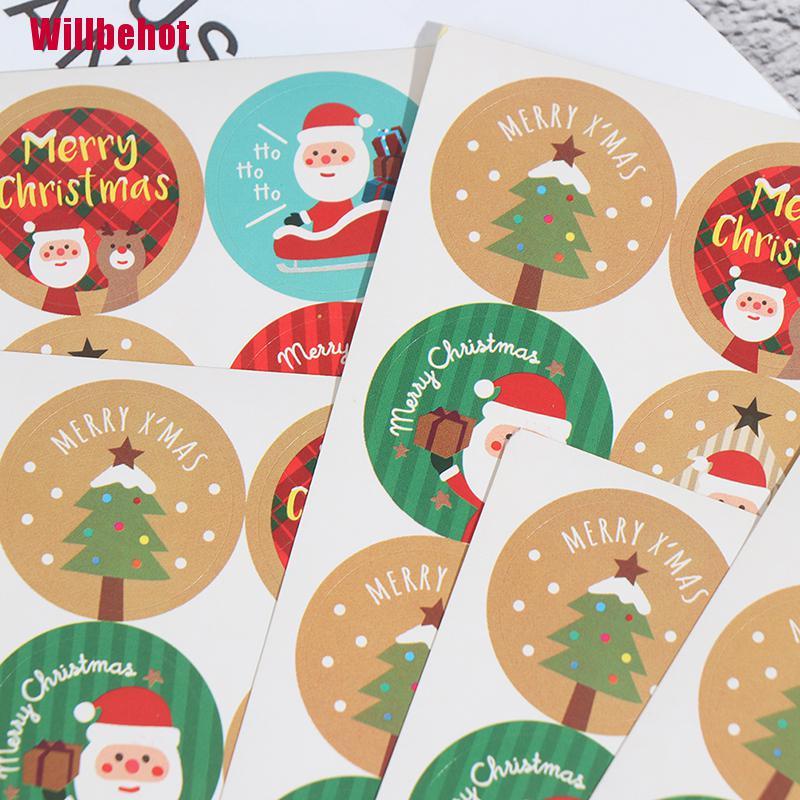 Bộ 120 Hình Dán Tròn Trang Trí Giáng Sinh