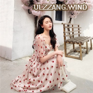[Sẵn M-ảnh thật] Đầm ulzzang tiểu thư cúp ngực thêu hoa hồng nổi - u.w
