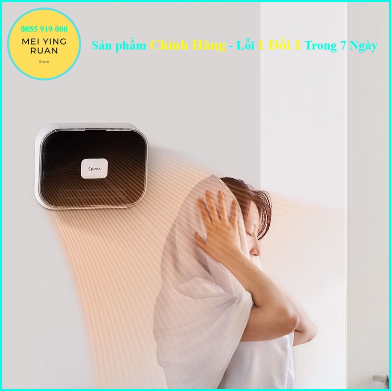 Máy sưởi gốm dùng trong nhà tắm , để bàn chống nước MIDEA không khô da, không ánh sáng hại mắt