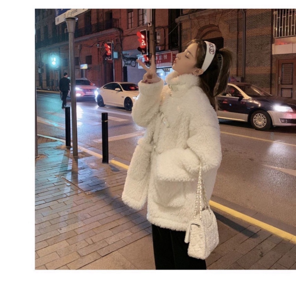 Áo Khoác Lông Cừu Nữ Quảng Châu, Áo Khoác Nữ Dáng Dài Khoác Ngoài Kiểu Hàn Lót Lông Siêu Ấm | BigBuy360 - bigbuy360.vn