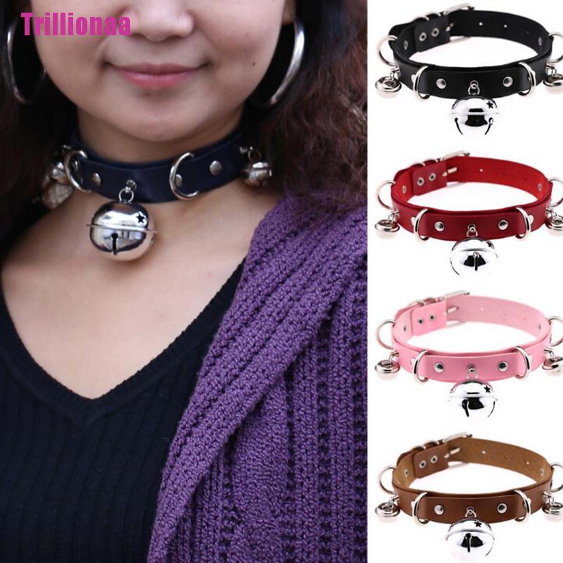 Vòng Cổ Choker Da Đính Chuông Phong Cách Punk Quyến Rũ Cho Nữ