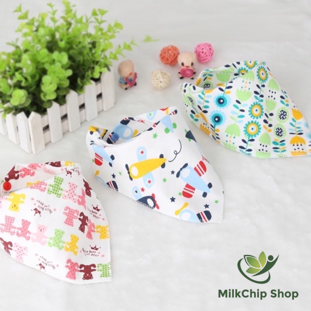 Khăn tam giác cho bé, khăn yếm cotton có cúc bấm cao cấp giữ ấm cổ cho bé Y001