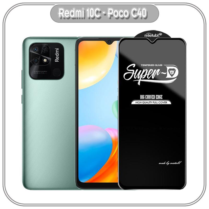 Kính cường lực Super D Xiaomi Redmi 10C - Poco C40 Full viền Đen MIETUBL