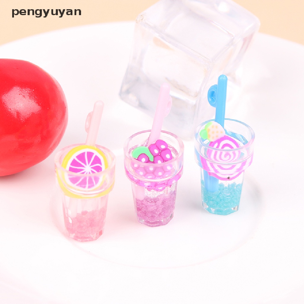 [pengyuyan] Set 10 Hạt Nhựa Resin 3D Phát Sáng Trong Bóng Tối Hình Cốc Uống Nước Hoạt Hình / Móc Khóa / Vòng Tay / Nhẫn / Dây Chuyền Diy