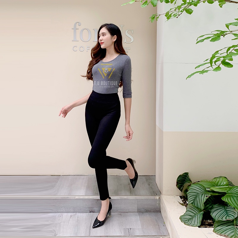Quần legging nữ cạp cao chất umi hàn quốc cao cấp dáng dài Việt Nam BBR