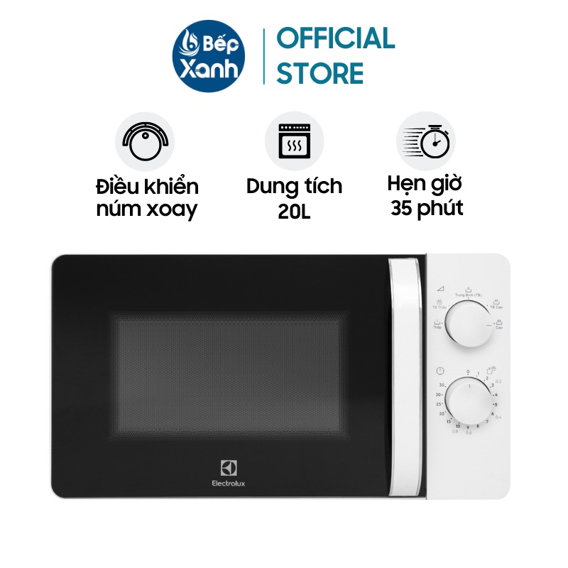 [Mã ELHADEV giảm 4% đơn 300K] Lò Vi Sóng Electrolux EMM20K18GW 20 lít - Điều Khiển Nút Vặn - 5 Mức Điều Chỉnh