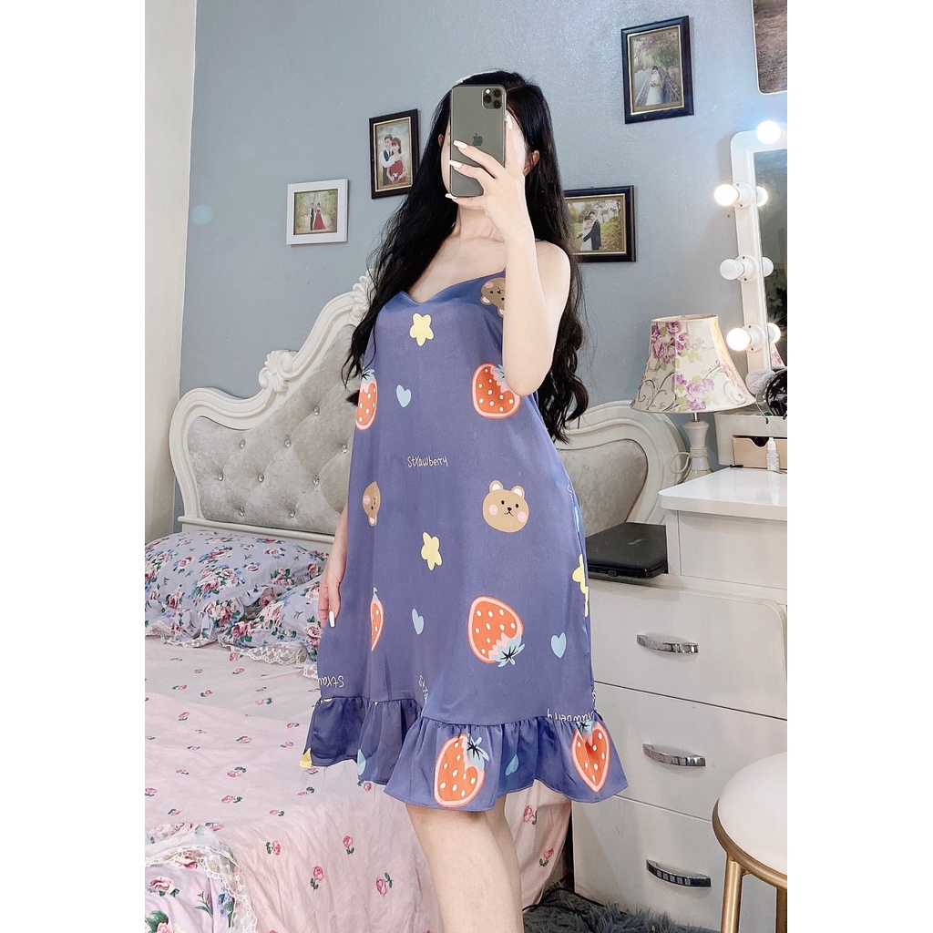 Đầm Ngủ Baby Váy Ngủ 2 Dây Lụa Satin Cao Cấp BV01 | BigBuy360 - bigbuy360.vn