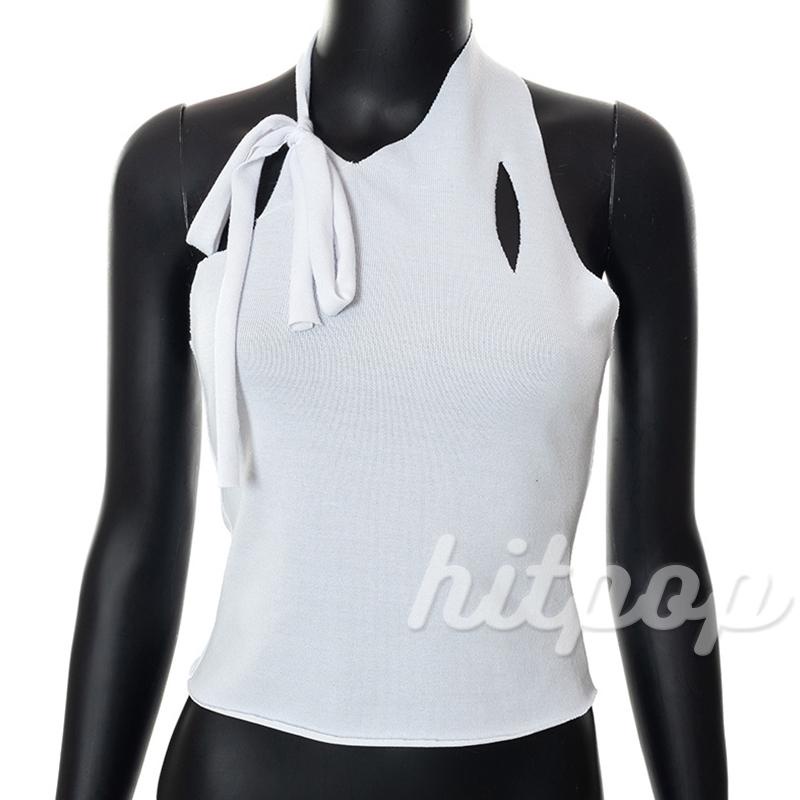 Hitpop-Women´s Vest Sleeveless Halter Straps Design Hollow Summer Streetwear Breathable Versatile Tops