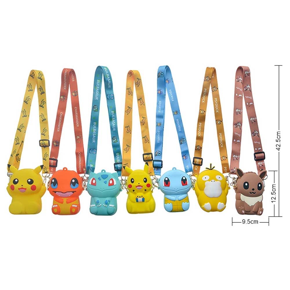 Túi đeo vai đựng tiền xu / tai nghe bằng silicon hình Pokemon Go xinh xắn dễ thương cho bé