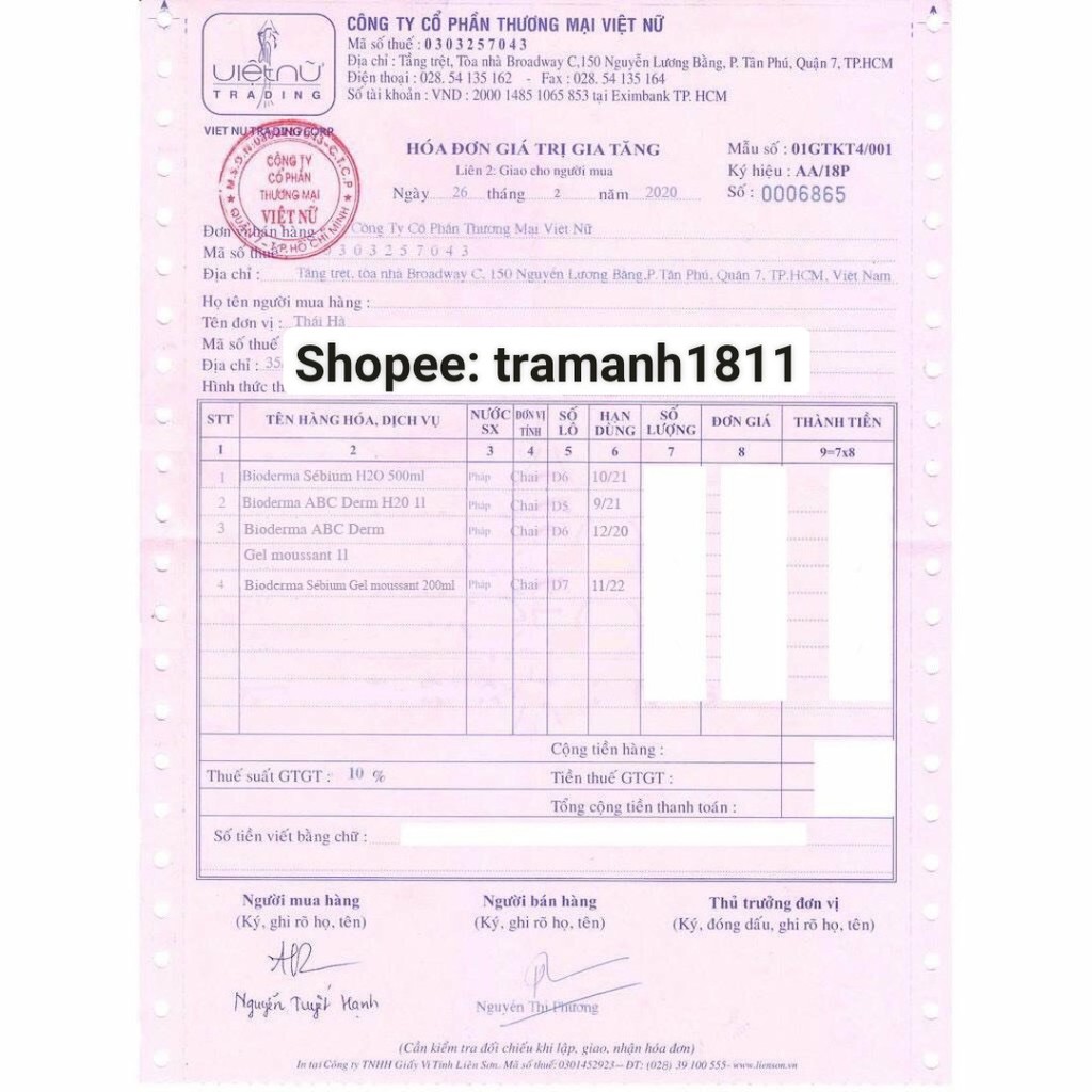 Tẩy trang Pháp Bioderma 500ml