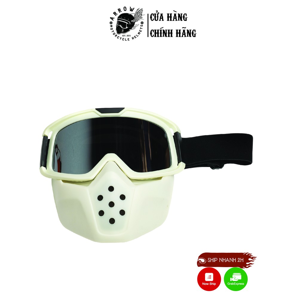Mặt nạ gắn nón bảo hiểm Dmask III trắng, chống UV  Arrow