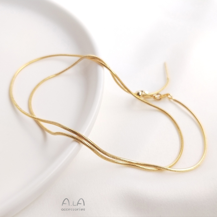 [Little Blu] Dây Chuyền Xương Rắn Bằng Đồng Che Phủ Cao Cấp Màu Sắc Vàng 14K Thông Dụng Làm Vòng Tay Dây Chuyền