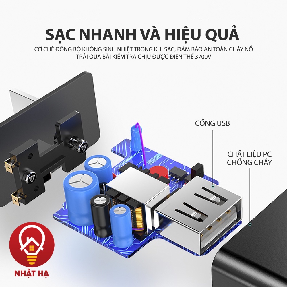 Củ sạc nhanh 5V-2A dành cho điện thoại - Thiết Bị Cắm Điện Có Dây chân cắm USB hỗ trợ sạc nhanh QC3.0