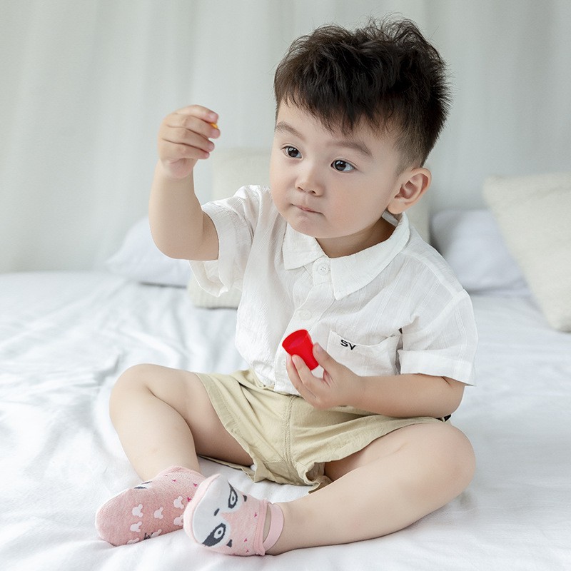 Tất, vớ cổ thấp KÈM QUAI chống trượt cotton co giãn cho bé từ 0-3 tuổi TTE11