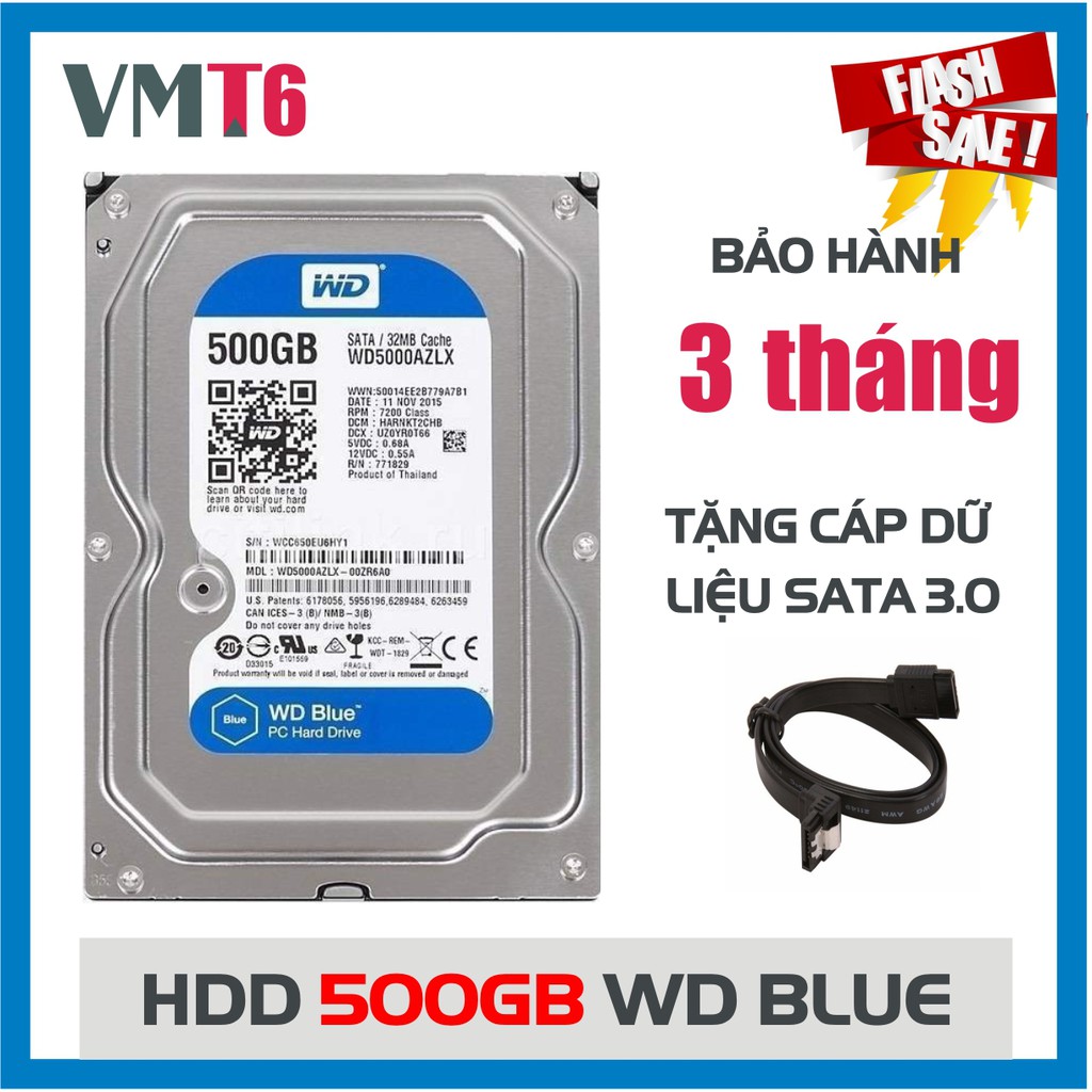 Ổ cứng HDD WD Blue 500GB - Bảo hành 3 tháng !
