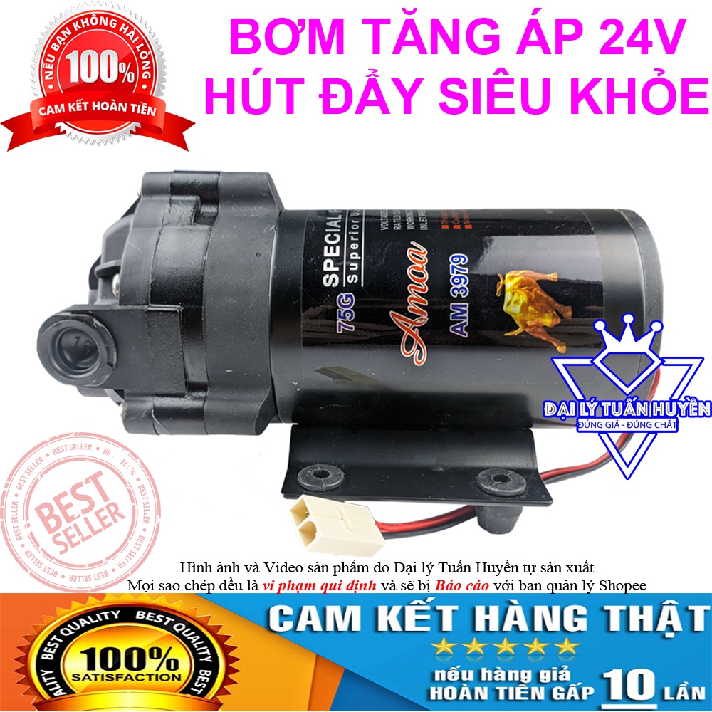 Bơm tăng áp 24v Amoa – Hút đẩy siêu khỏe - dùng cho máy lọc nước RO và dàn phun sương