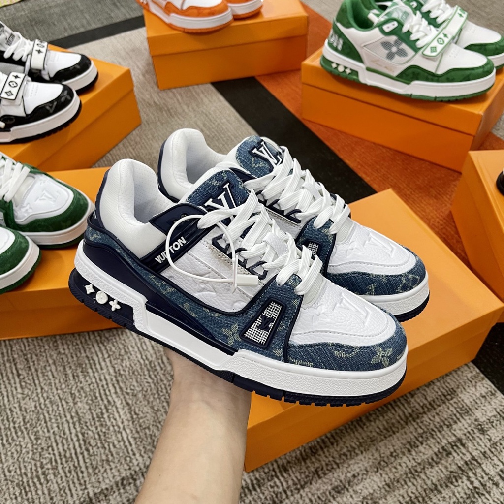 Giày thể thao/sneaker nam cổ thấp logo Louis Vuitton LV cao cấp đủ màu trắng phối đồ thời trang full box hộp bv