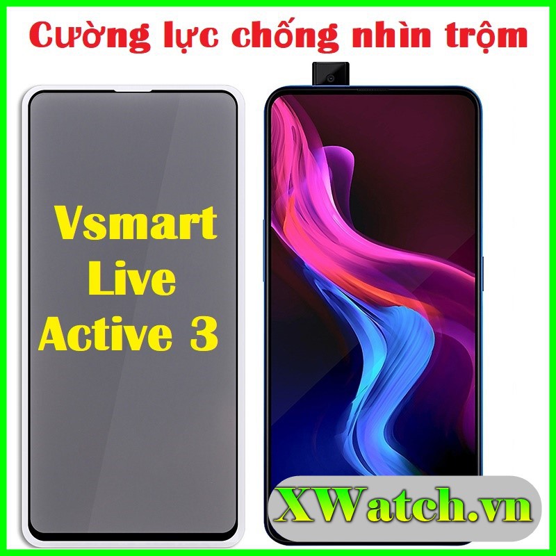 Kính Cường Lực  chống nhìn trộm dành Vsmart Live / Vsmart Active 3 Full Màn Hình Full Keo