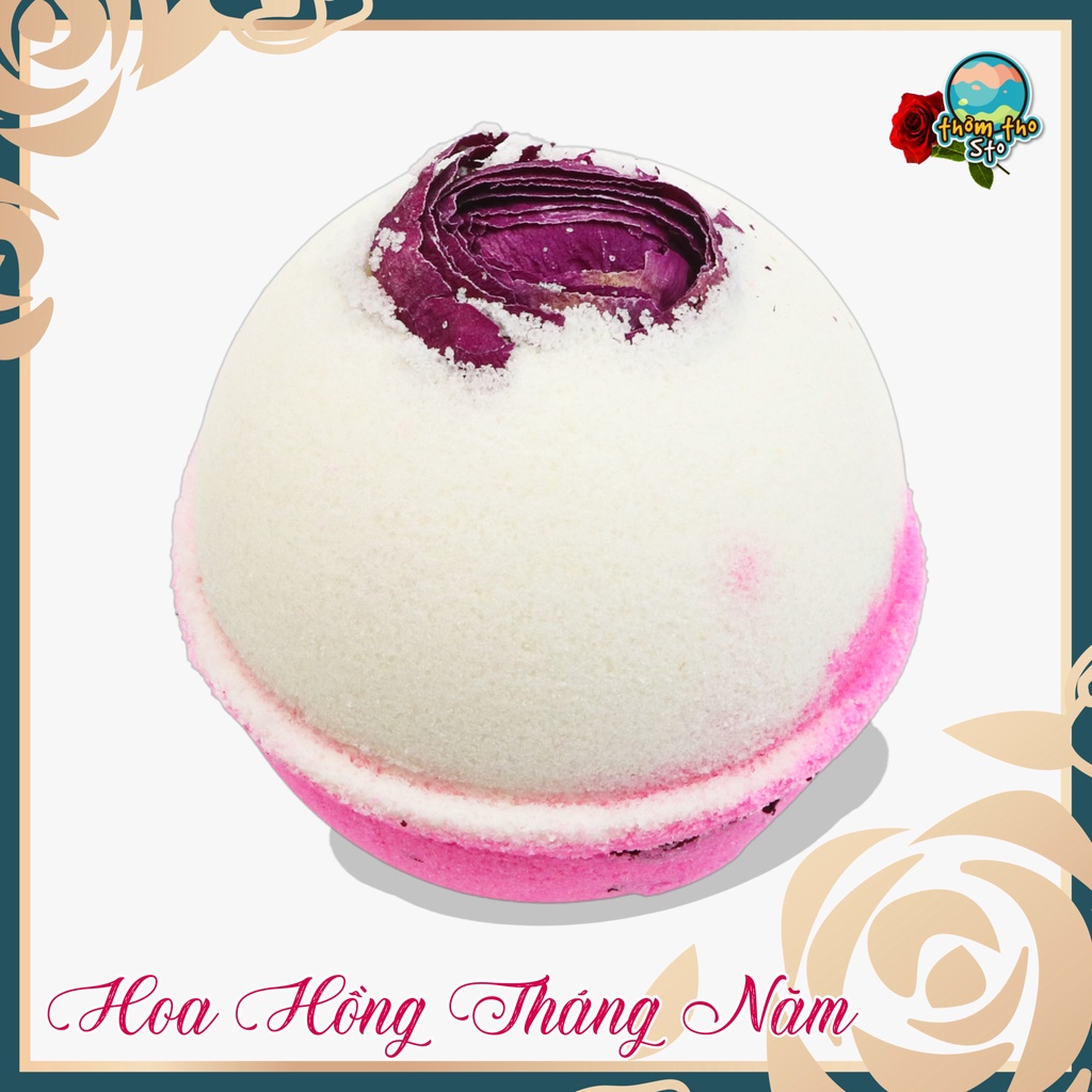 Bom tắm, viên sủi bồn tắm sủi bọt kem HOA HỒNG THÁNG NĂM bath bomb,170 gram