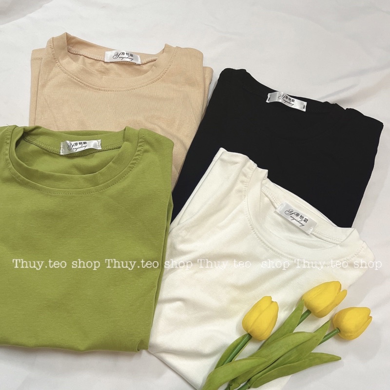 [Hàng mới] Áo phông CỘC TAY NỮ DÁNG ÔM nhẹ chất cotton mềm co giãn