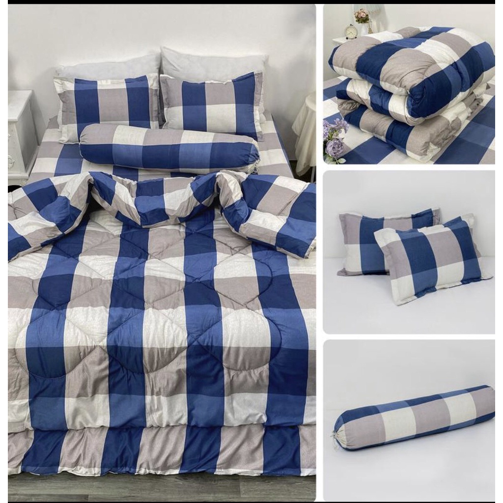 Bộ 5 món chăn ga gối cotton poly -kích thước 1m2x2m