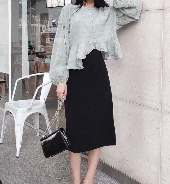 ÁO PEPLUM XÔ NHÚN TAY PHỒNG