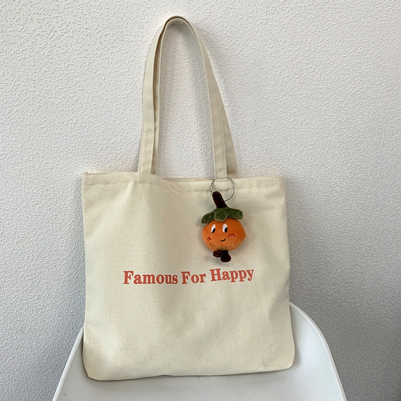 Túi Tote Canvas Có Khóa Kéo Và Ngăn Bên Trong In Chữ Tiện Dụng