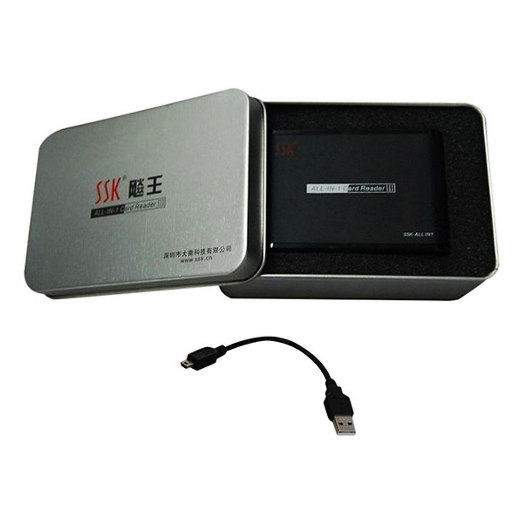 ☃✹□Đầu đọc thẻ đa năng (Cạc all in one) SD, Micro-SD/TF,M2, CF, XD, MM, MS, MD chính hãng SSK SCRM-025