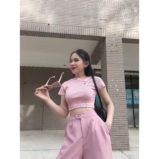 Áo crop top hồng
