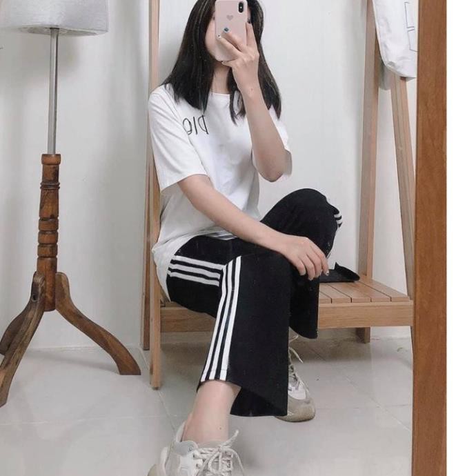 Quần cullotes 3 sọc ống rộng Unisex - Cul thể thao basic dáng suông màu đen nam nữ SIÊU ĐẸP  ྇